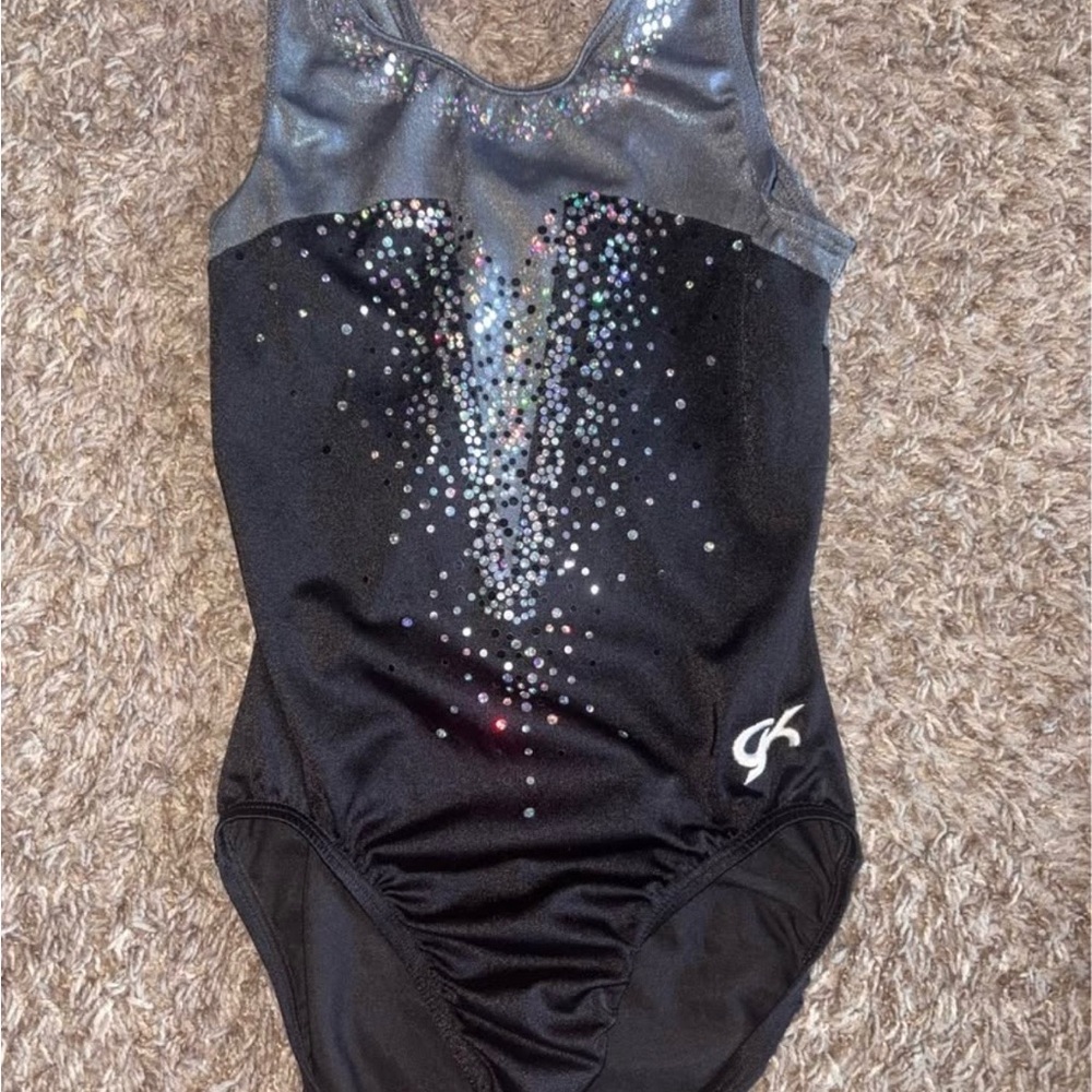 GK Black and Silver Kids Leotard